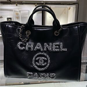 Chanel Black and White Leather Tote